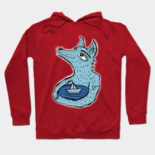 Blue wolf and sea Hoodie